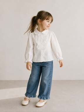 Vintage Scotch House Girls White Lace Ruffle Blouse 5Y Made in England